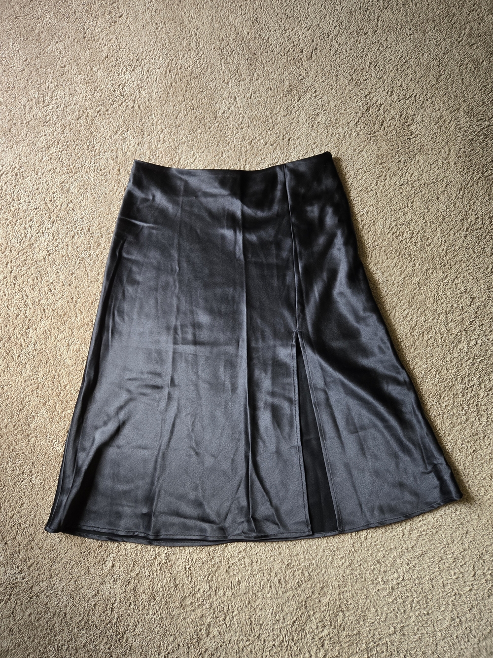 Altar'd State Black Satin Slit Midi Skirt L EUC